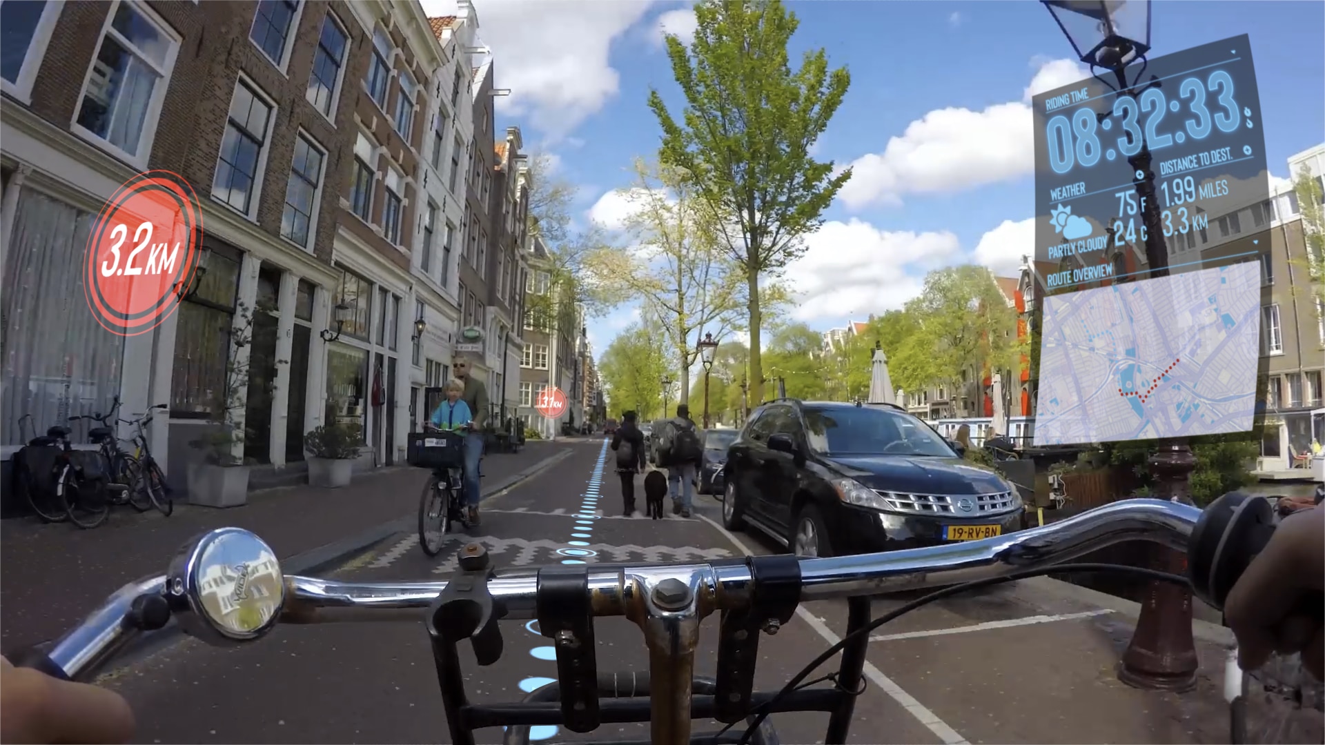 Radtour in Amsterdam mit Augmented Reality Überlagerungen
