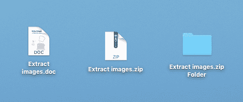 Word- und Zip-Dateien im macOS-Finder inklusive extrahiertem Ordner