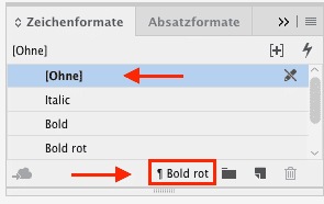 Zeichenformate-Bedienfeld. Wo ist das Zeichenformat?