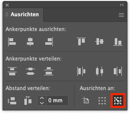 Ausrichten-Bedienfeld in Adobe Illustrator