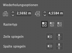 Optionen für die Raster-Wiederholung in Adobe Illustrators Eigenschaftenbedienfeld