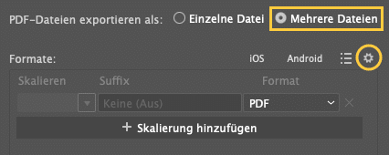 Ausschnitt des Optionsdialogs »Für Bildschirme exportieren« in Adobe Illustrator