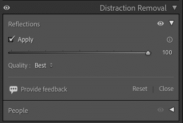 Screenshot Lightroom Classic Entwicklungsmodul Bereich Störungen entfernen